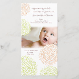 Tarjeta De Agradecimiento El nacimiento floral bonito del bebé le agradece