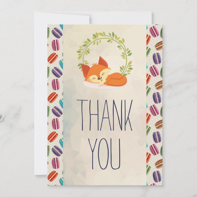Tarjeta De Agradecimiento El Naranja Fox con Wreath gracias (Anverso)