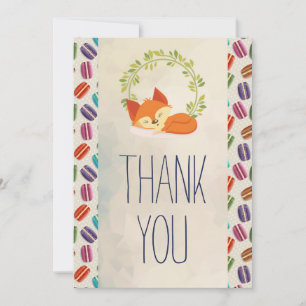 Tarjeta De Agradecimiento El Naranja Fox con Wreath gracias