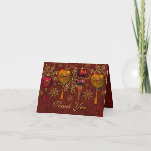 Tarjeta De Agradecimiento El navidad festivo de la chuchería roja de la gema