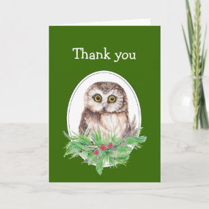 Tarjeta De Agradecimiento El navidad le agradece acebo lindo del pájaro del