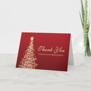 Tarjeta De Agradecimiento El navidad le agradece oro del rojo de la dama de