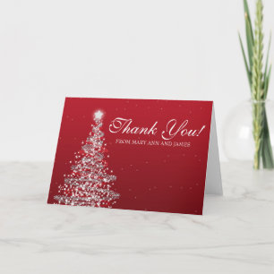 Tarjeta De Agradecimiento El navidad que se casa "le agradece" plata roja