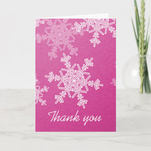 Tarjeta De Agradecimiento El navidad rosado de los copos de nieve le