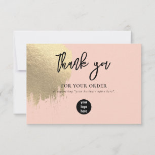 Tarjeta De Agradecimiento El negocio del oro rosado Gracias Logo Medios soci