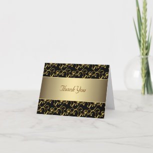 Tarjeta De Agradecimiento El negro elegante y el oro le agradecen