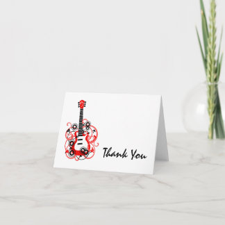 Tarjeta De Agradecimiento El negro rojo de la guitarra de la estrella del