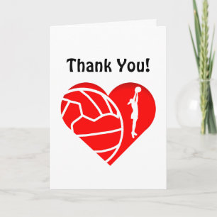 Tarjeta De Agradecimiento El Netball de la silueta del corazón del amor le