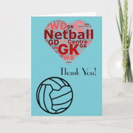 Tarjeta De Agradecimiento El Netball del diseño del corazón del amor le
