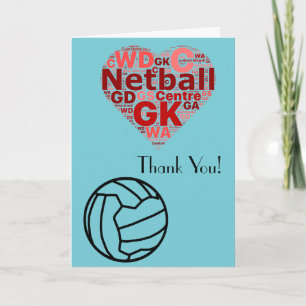 Tarjeta De Agradecimiento El Netball del diseño del corazón del amor le