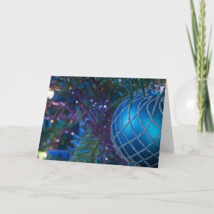 Tarjeta De Agradecimiento El ornamento azul le agradece cardar