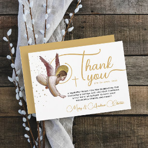 Tarjeta De Agradecimiento El oro blanco simple bendición de Angel Typo