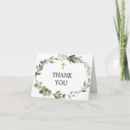 Tarjeta De Agradecimiento El oro de la vegetación fue bautismo primera cruz 