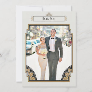 Tarjeta De Agradecimiento El oro del art déco elegante agradece You2