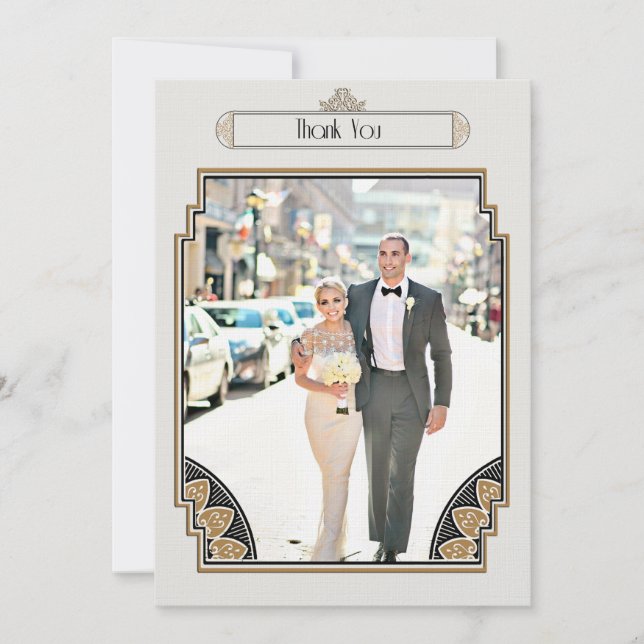 Tarjeta De Agradecimiento El oro del art déco elegante le agradece (Anverso)