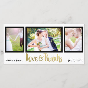 Tarjeta De Agradecimiento El oro que casa amor de 3 fotos y las gracias le