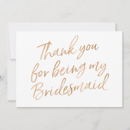 Tarjeta De Agradecimiento El oro subió "le agradece por ser dama de honor "