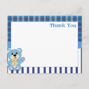 Tarjeta De Agradecimiento El oso azul con la tela escocesa le agradece
