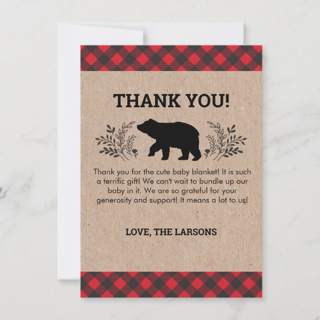 Tarjeta De Agradecimiento El oso del leñador le agradece cardar (Anverso)