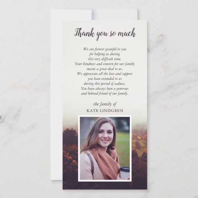 Tarjeta De Agradecimiento El paisaje brumoso - foto - condolencia le (Anverso)