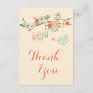 Tarjeta De Agradecimiento El pájaro floral personalizado del árbol de los