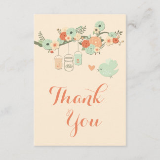 Tarjeta De Agradecimiento El pájaro floral personalizado del árbol de los