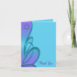 Tarjeta De Agradecimiento El palo azul púrpura y verde azulado Mitzvah le