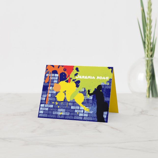 Tarjeta De Agradecimiento El palo Mitzvah de la barra del artista de la (Anverso)