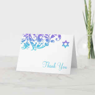 Tarjeta De Agradecimiento El palo verde azulado púrpura elegante Mitzvah del