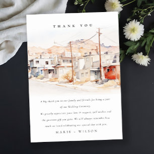 Tarjeta De Agradecimiento El Paso Texas Ciudad Paisaje Acuarela Boda