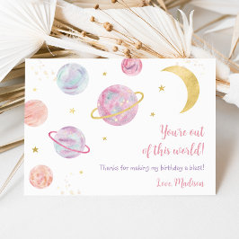 Tarjeta De Agradecimiento El Pastel Rosa Dos Aniversario del Espacio de la L