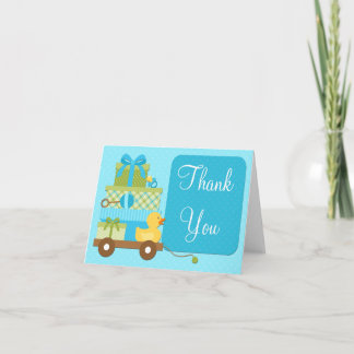 Tarjeta De Agradecimiento El pato Baby Shower del muchacho le agradece