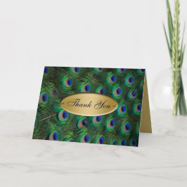 Tarjeta De Agradecimiento el pavo real elegante del oro le agradece