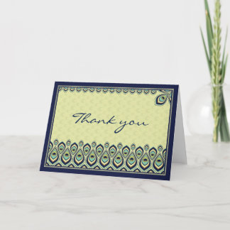 Tarjeta De Agradecimiento El pavo real Nouveau le agradece cardar (los
