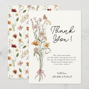 Tarjeta De Agradecimiento El pequeño Chica de flores silvestres Ivory Baby S