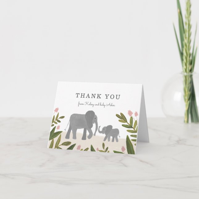 Tarjeta De Agradecimiento El pequeño elefante le agradece observar (Anverso)