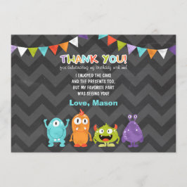 Tarjeta De Agradecimiento El pequeño monstruo del cumpleaños le agradece