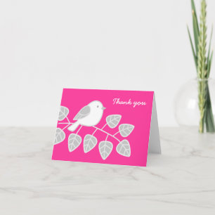 Tarjeta De Agradecimiento El pequeño pájaro le agradece - rosa