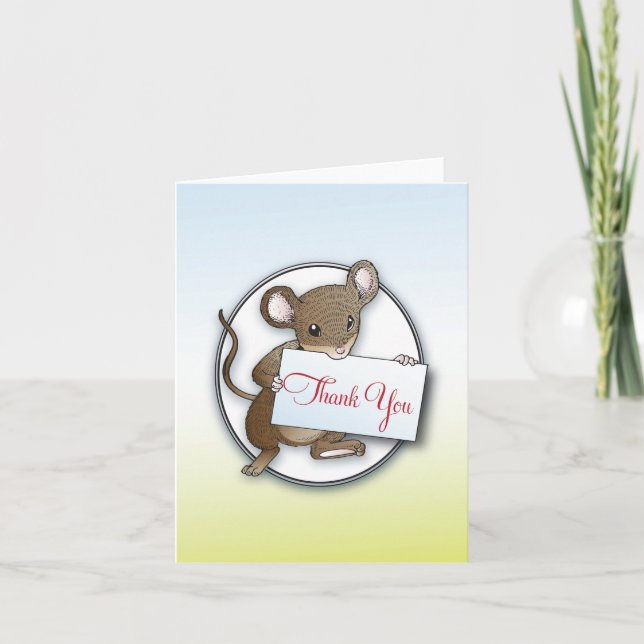 Tarjeta De Agradecimiento El pequeño ratón le agradece cardar (Anverso)