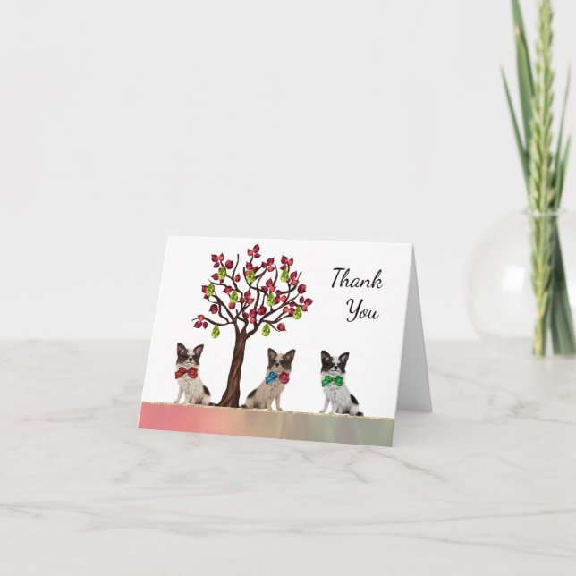Tarjeta De Agradecimiento El perro de aguas de Papillon le agradece cardar (Anverso)