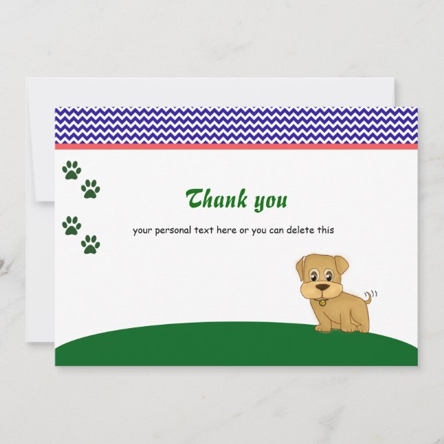 Tarjeta De Agradecimiento El perro de perrito adorable lindo le agradece (Anverso)