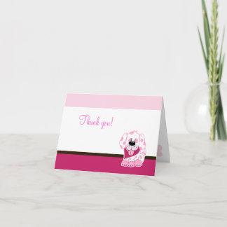 Tarjeta De Agradecimiento El perro de perrito rosado doblado le agradece