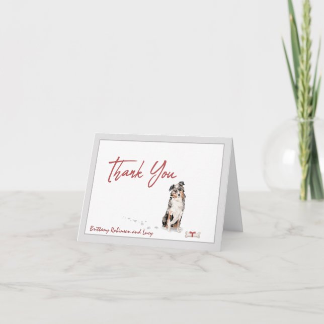 Tarjeta De Agradecimiento El perro Mascota pastor australiano personifica el (Anverso)