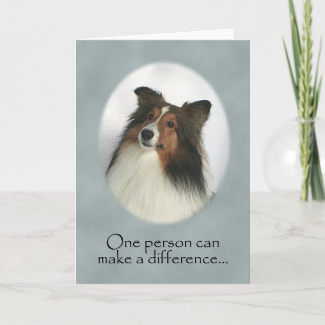 Tarjeta De Agradecimiento El perro pastor de Shetland le agradece cardar (Anverso)