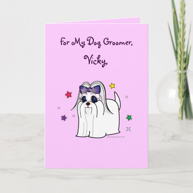 Tarjeta De Agradecimiento El personalizable del nombre del Groomer del perro (Anverso)