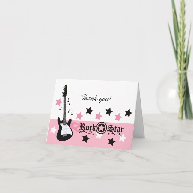 Tarjeta De Agradecimiento El *Pink* de la guitarra de la estrella del rock (Anverso)