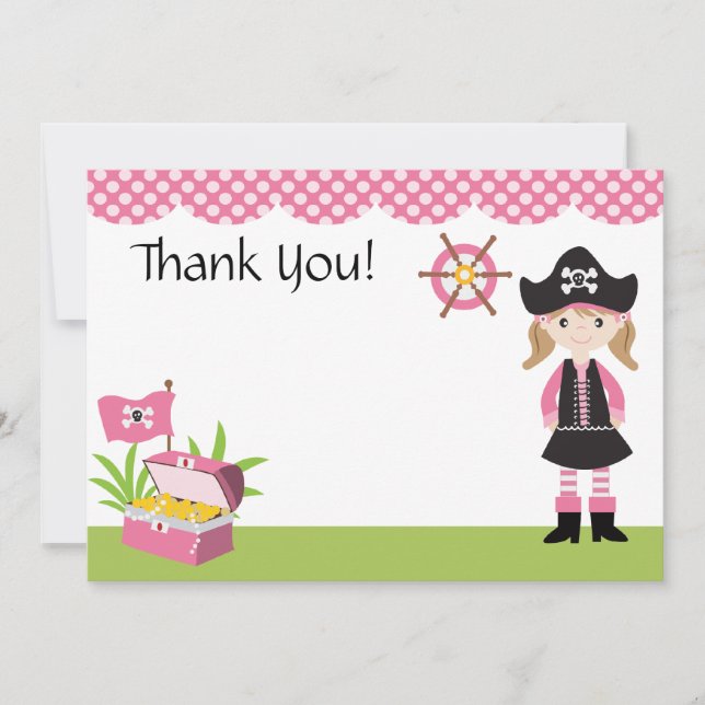 Tarjeta De Agradecimiento El pirata de encargo del chica le agradece (Anverso)