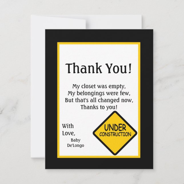 Tarjeta De Agradecimiento el PLANO 4x5 le agradece cardar la construcción (Anverso)