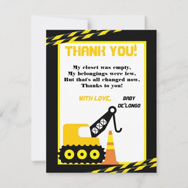 Tarjeta De Agradecimiento el PLANO 4x5 le agradece cardar la construcción (Anverso)