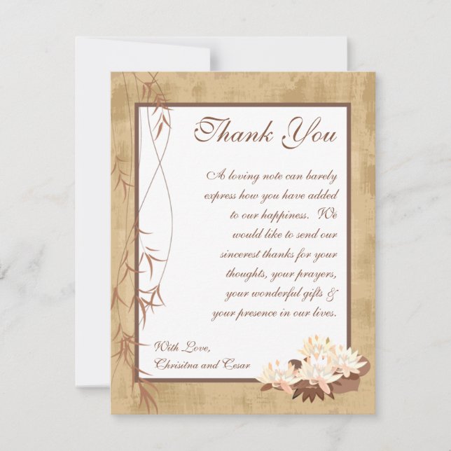 Tarjeta De Agradecimiento el PLANO 4x5 le agradece cardar las flores (Anverso)